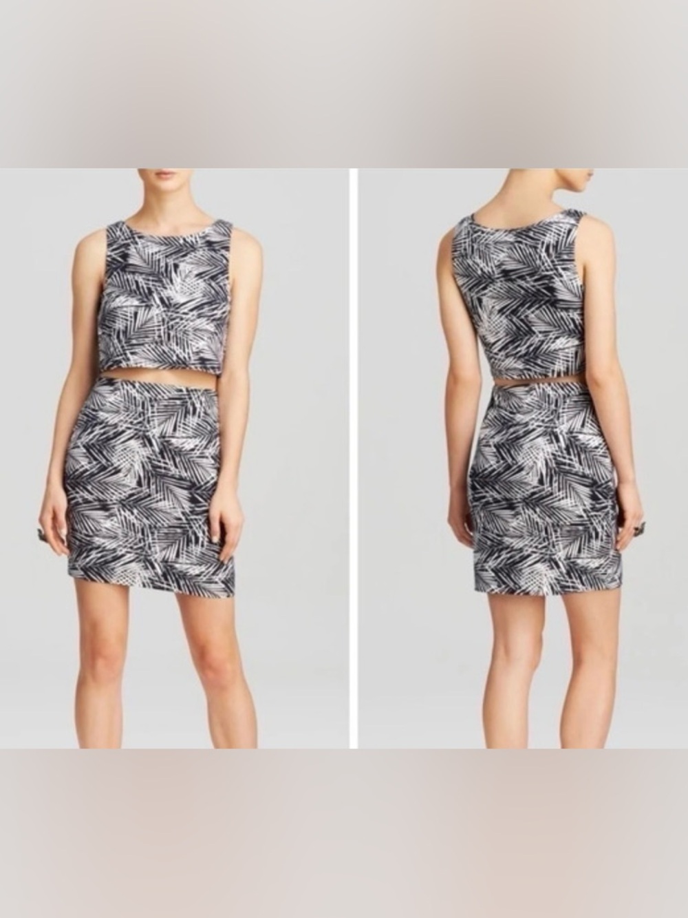 Bailey 44 Paradise Cove Dress Navy White Mini Palm illusion Sz Large NWT